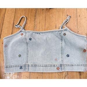 Indigo Rein Embroidered Denim Crop Top Y2K Country Concert M